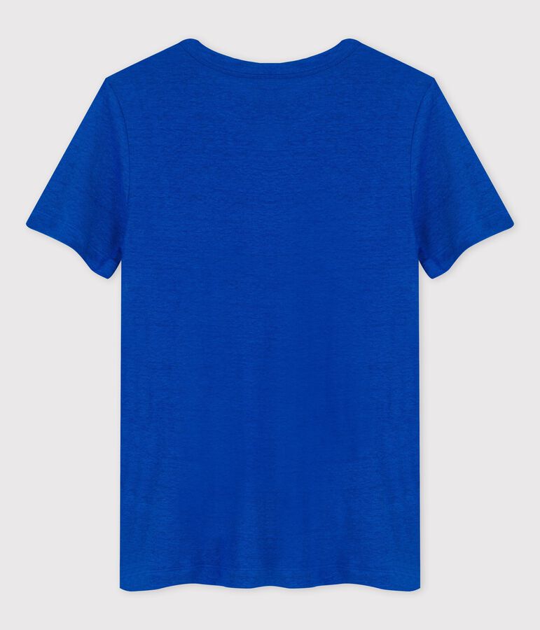 Damen-T-Shirt L&rsquo;ICONIQUE aus Leinen blau