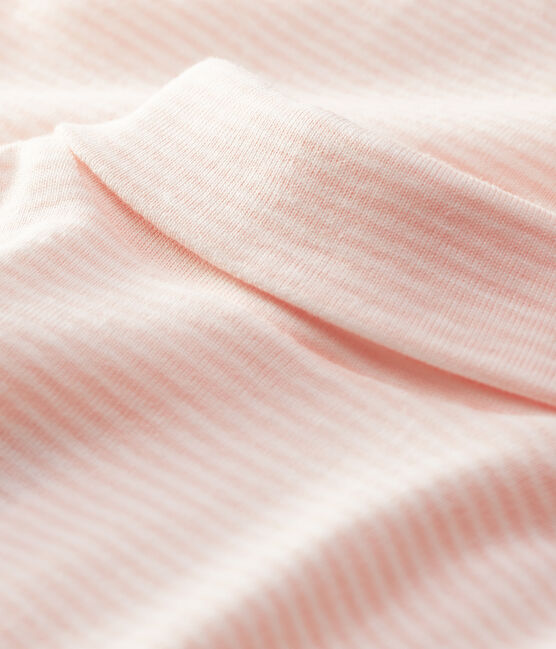Langärmeliger Baby-Body mit Rollkragen rosa MINOIS/weiss MARSHMALLOW