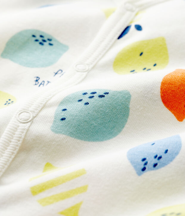 Baby-Strampler aus Bio-Baumwolle mit abnehmbaren F&uuml;&szlig;en weiss/vielfarbig