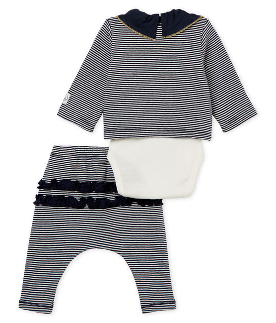 3-Teiliges gestreiftes baby-set für mädchen variante 1