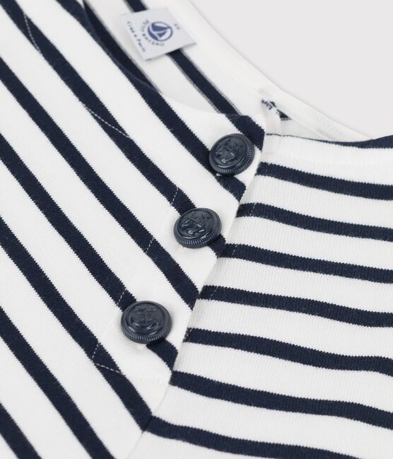 Geknöpftes Streifenshirt aus Baumwolle für Damen weiss MARSHMALLOW/blau SMOKING