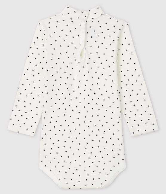 Langärmeliger Baby-Body mit Rollkragen weiss MARSHMALLOW/blau SMOKING