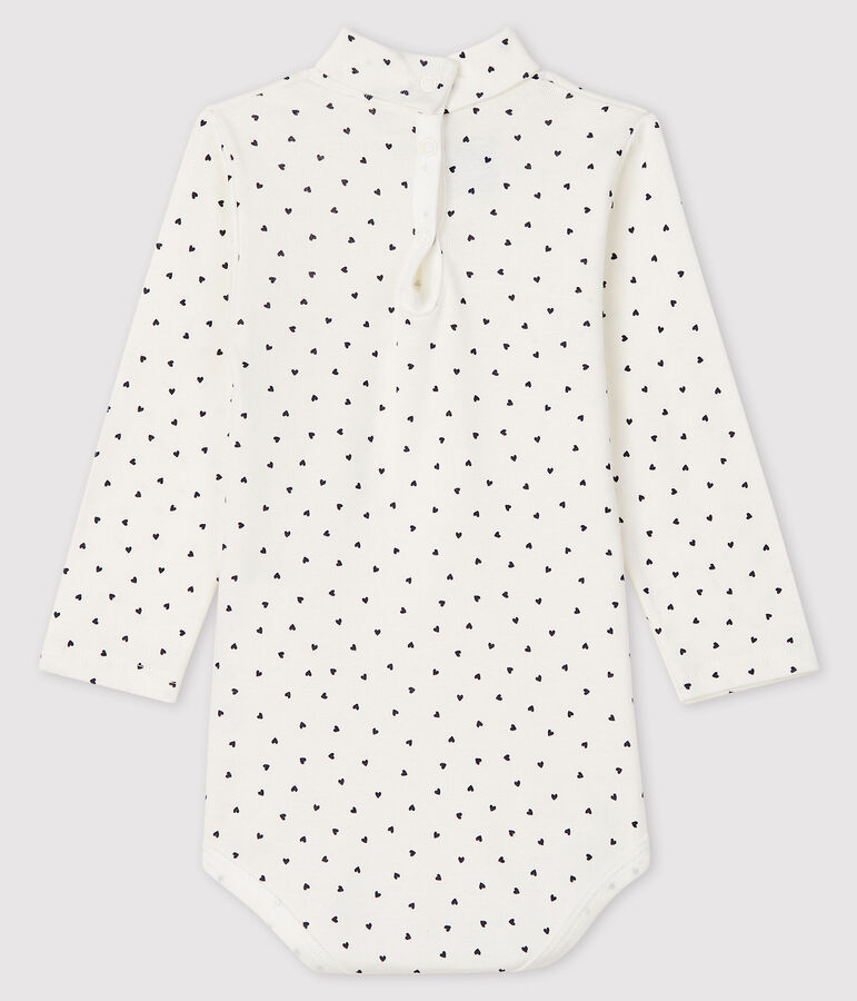 Lang&auml;rmeliger Baby-Body mit Rollkragen weiss/blau