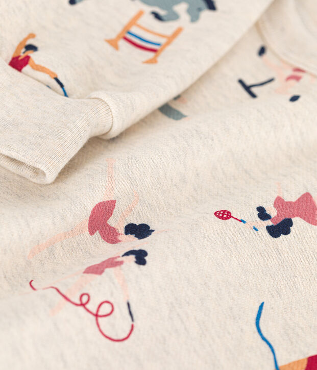 Kinder-Sweatshirt aus Molton f&uuml;r M&auml;dchen beige/vielfarbig