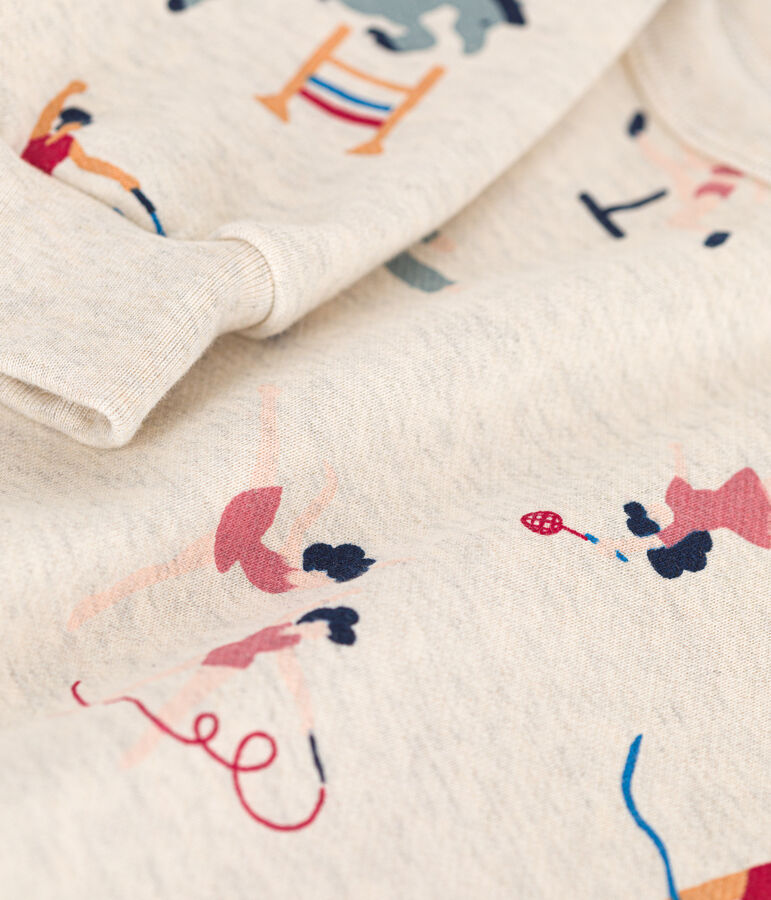 Kinder-Sweatshirt aus Molton f&uuml;r M&auml;dchen beige MONTELIMAR/weiss MULTICO