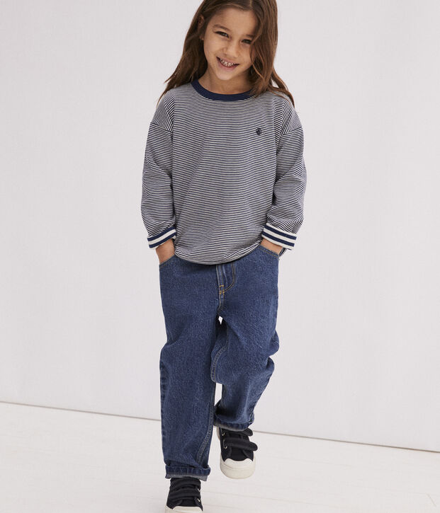 Lang&auml;rmeliges Kinder-T-Shirt aus Doppeljersey f&uuml;r Jungen blau/beige