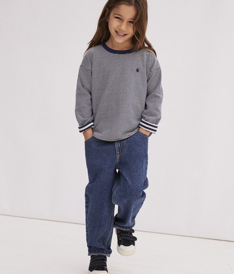 Lang&auml;rmeliges Kinder-T-Shirt aus Doppeljersey f&uuml;r Jungen blau/beige