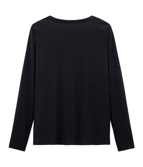 Langärmliges T-Shirt aus Sea Island-Baumwolle für Damen blau MARINE