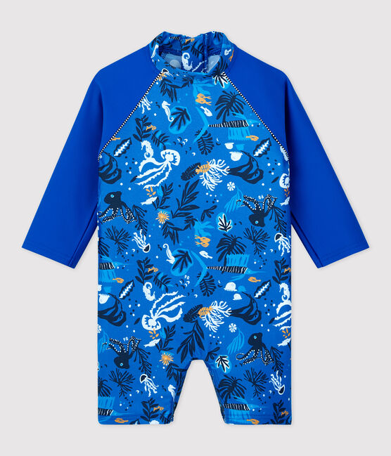 Baby-Badekombination mit UV-Schutz aus recyelten Materialien für Jungen blau SURF/weiss MULTICO