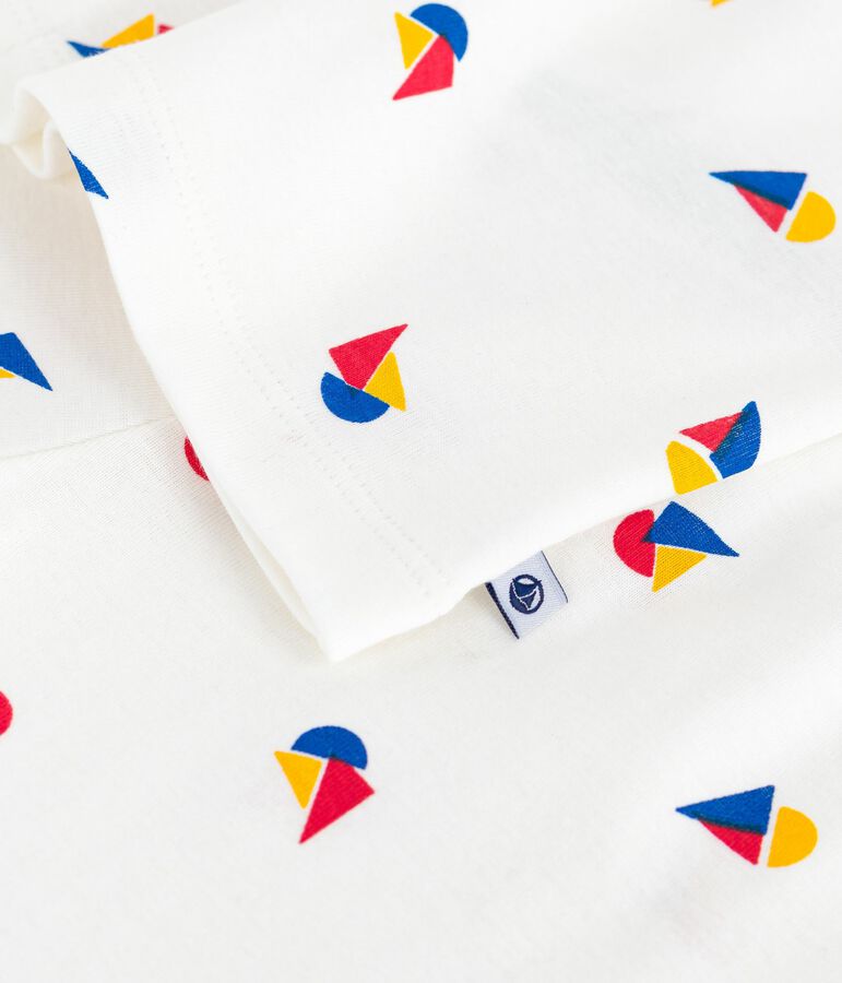 Kinder-Pyjama mit Knopfverschluss aus bedruckter Baumwolle weiss/blau/vielfarbig