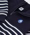 Kinder-Sweatshirt mit Rei&szlig;verschluss-Kragen aus gestreifter Baumwolle blau/weiss