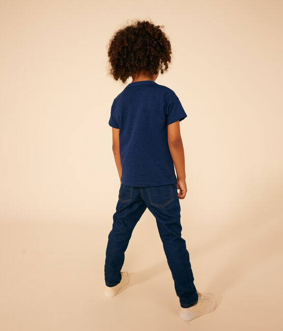 T-Shirt aus geflammtem Jersey Kinder/Jungen blau MEDIEVAL