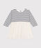 Gestreiftes Baby-Kleid aus Doppeljersey und Tüll weiss MARSHMALLOW/weiss MULTICO