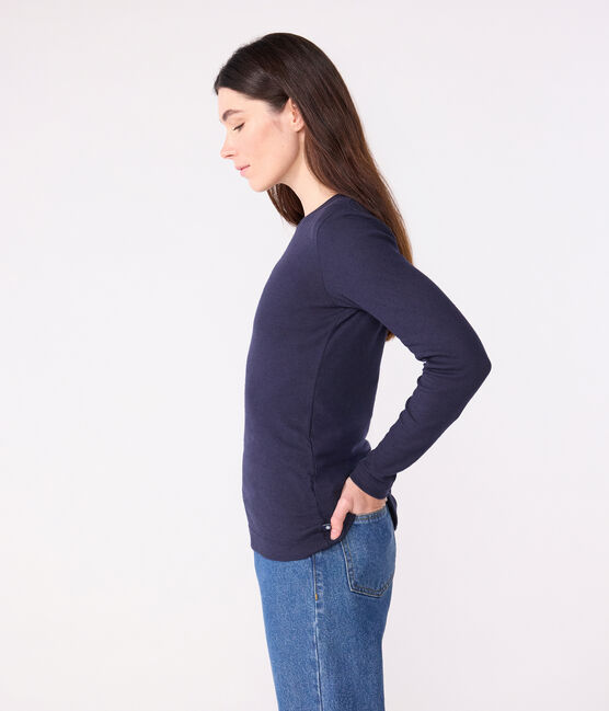 Langärmeliges Damen-T-Shirt L’Iconique aus Baumwolle blau SMOKING