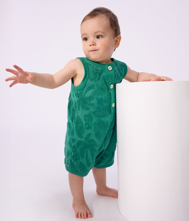 Baby-Kurzoverall aus Baumwolle mit Palmenmotiv gr&uuml;n