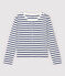 Cardigan aus gestreifter Baumwolle/Leinen Damen weiss MARSHMALLOW/blau MEDIEVAL