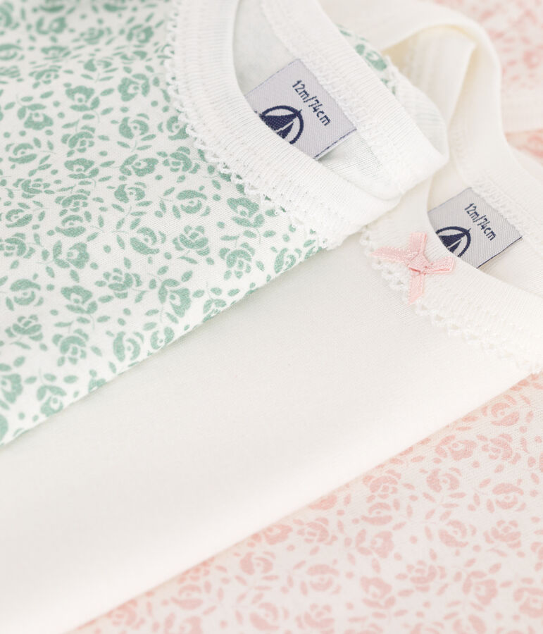 3er-Set kurz&auml;rmelige Strampler aus Baumwolle mit Blumenmuster vielfarbig