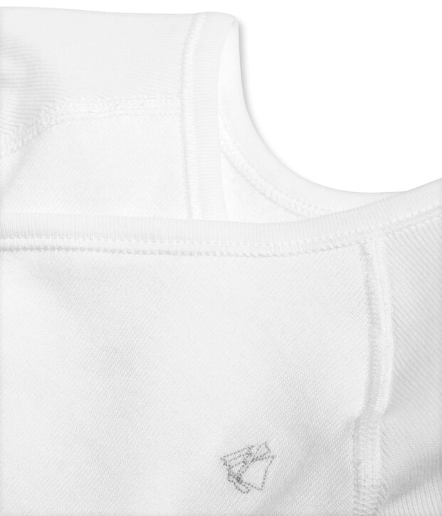 Baby-Wickelbody, Langarm, Unisex, aus angerauter Baumwolle weiss Ecume