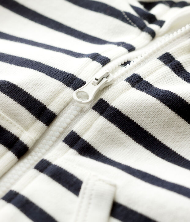 Baby-Kapuzensweatshirt aus Jersey f&uuml;r Jungen weiss/blau