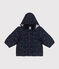 Gemusterte  Baby-Winterjacke mit einrollbarer Kapuze blau SMOKING/weiss MARSHMALLOW