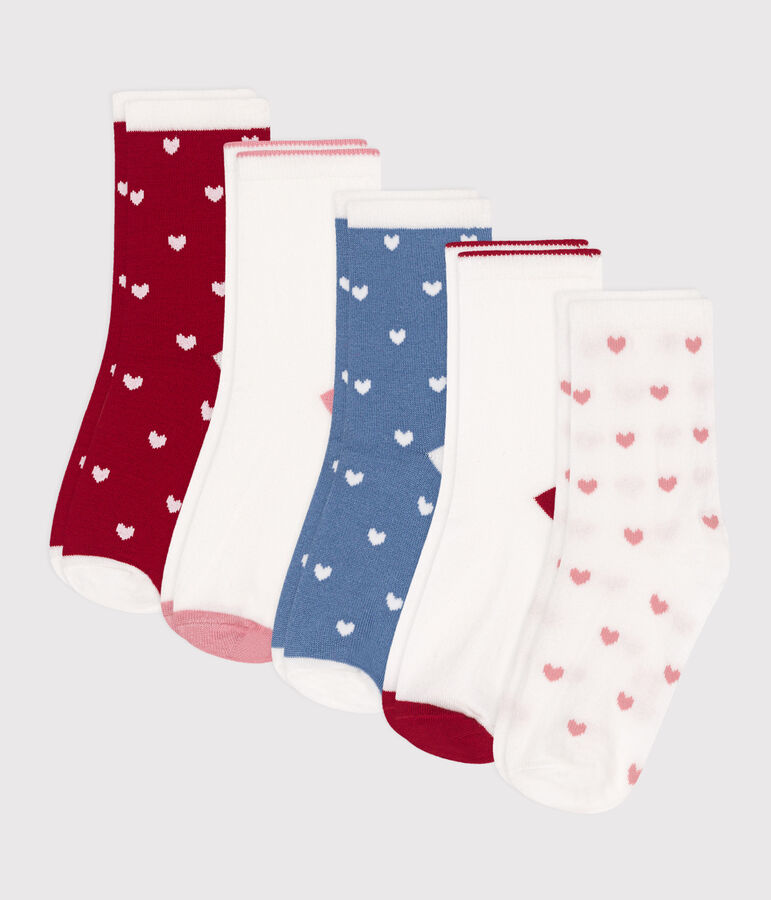 5er-Set Kinder-Socken aus Baumwolle mit Herzmotiv vielfarbig