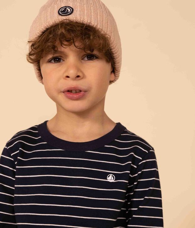 Lang&auml;rmeliges Kinder-T-Shirt aus Baumwolle f&uuml;r Jungen blau/weiss