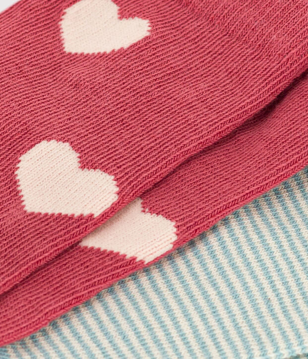 2er-Set Kindersocken aus Baumwolljersey mit Herzen vielfarbig