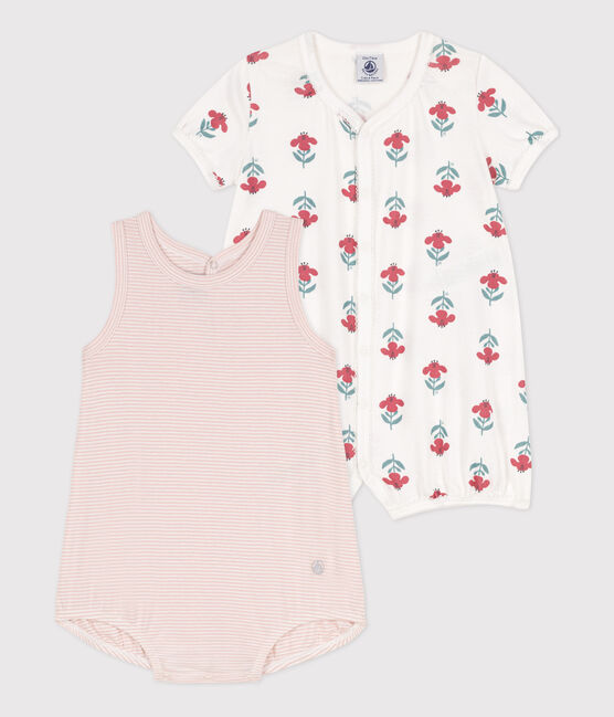 2er-Set Baby-Kurzoverall aus Baumwolle mit Blumenmotiv variante 1