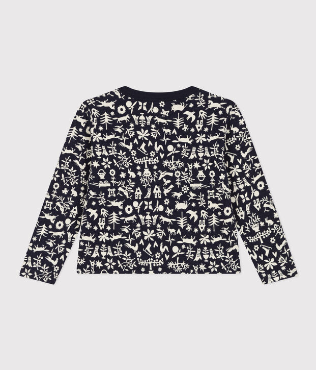 Kinder-Cardigan aus gestepptem Doppeljersey mit Aufdruck f&uuml;r M&auml;dchen blau/naturfarben