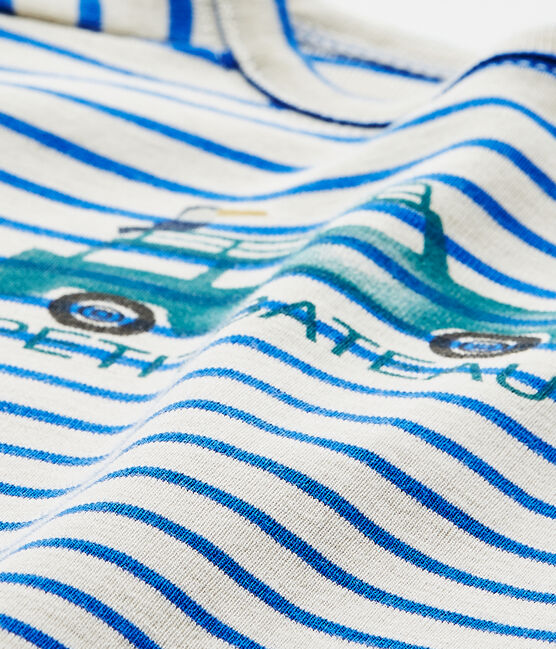 Kurzer Baby-Jungen-Einteiler mit Marinestreifen weiss FETA/blau PERSE