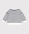 Baby-Sweatshirt aus Bouclette-Samt weiss MARSHMALLOW/blau SMOKING