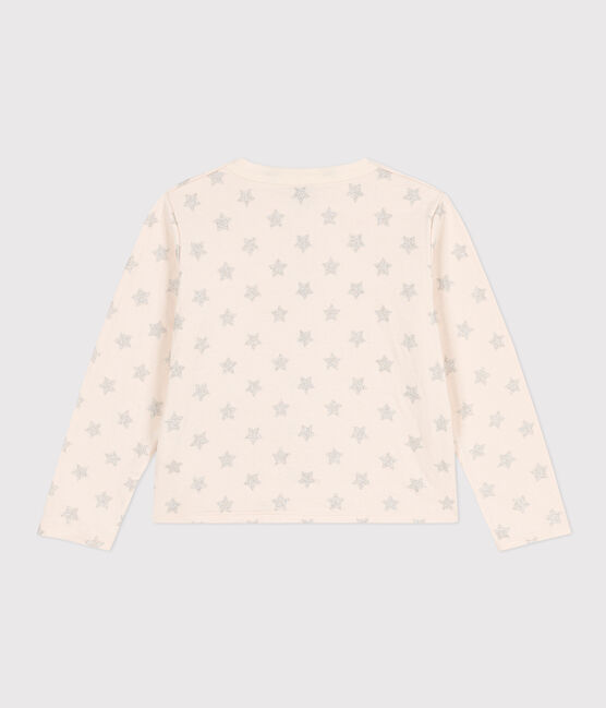 Kinder-Cardigan aus Doppeljersey mit Aufdruck für Mädchen beige AVALANCHE/ ARGENT