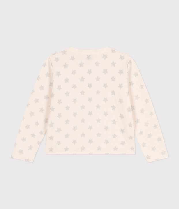 Kinder-Cardigan aus Doppeljersey mit Aufdruck f&uuml;r M&auml;dchen naturfarben/grau