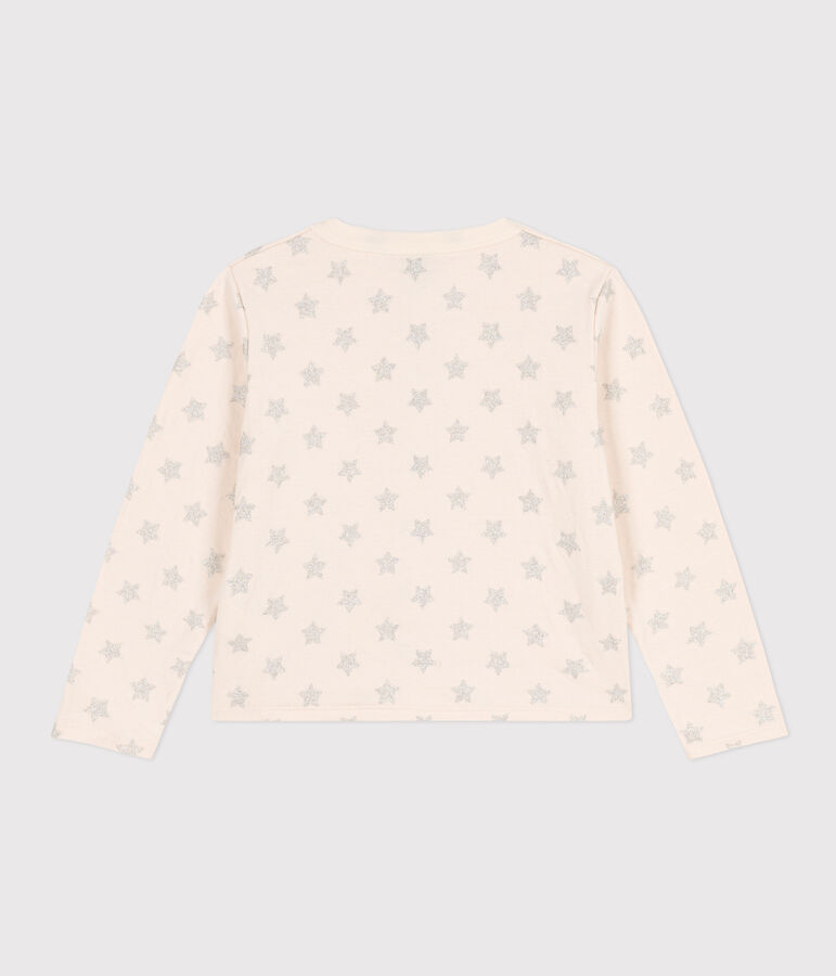 Kinder-Cardigan aus Doppeljersey mit Aufdruck f&uuml;r M&auml;dchen naturfarben/grau