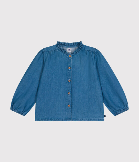Langärmelige Bluse aus Denim für Mädchen blau DENIM CLAIR