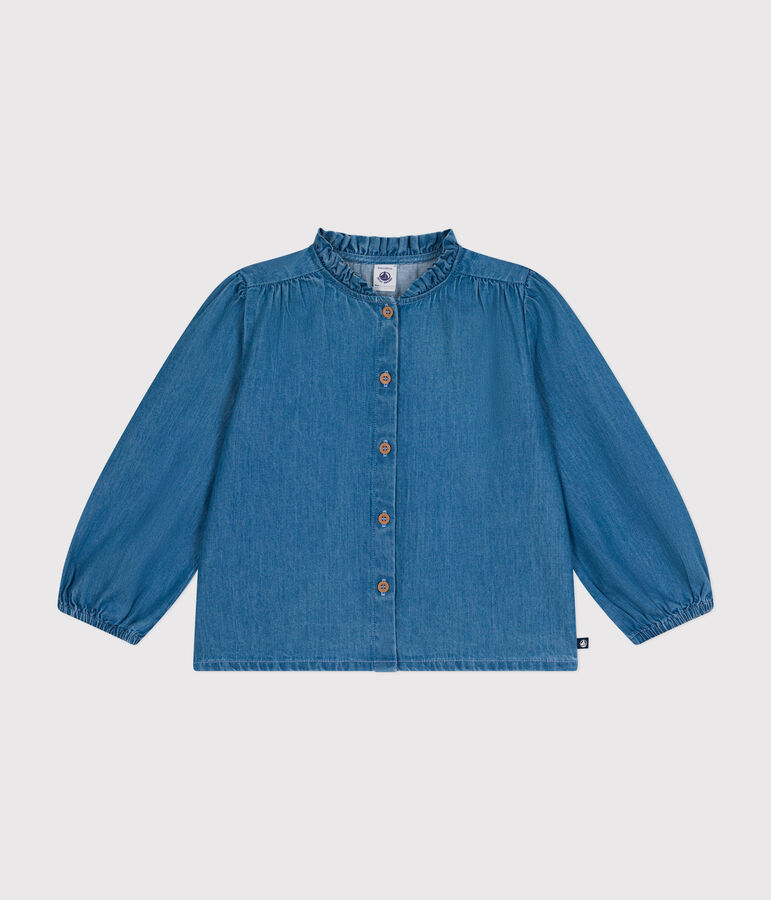 Lang&auml;rmelige Bluse aus Denim f&uuml;r M&auml;dchen blau