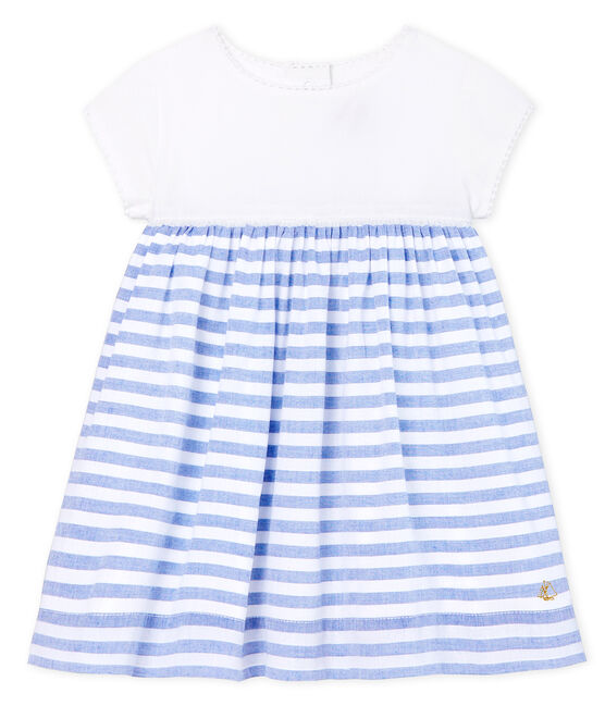 Kurzärmeliger Baby-Body für Mädchen weiss MARSHMALLOW/blau RIYADH