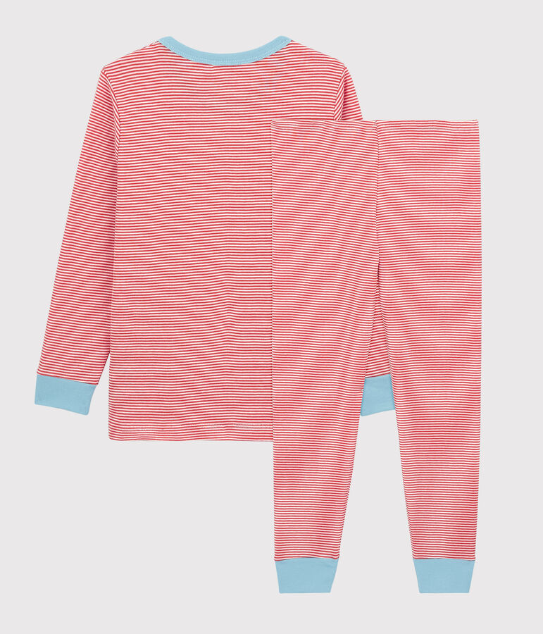Kinderpyjama aus Baumwolle mit Streifen f&uuml;r Jungen orange/weiss