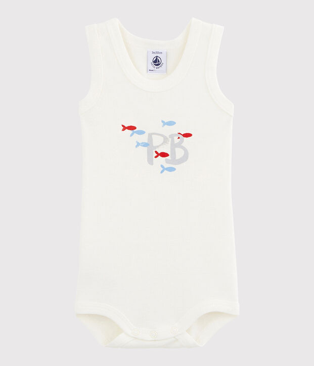 &Auml;rmelloser Baby-Body Jungen weiss
