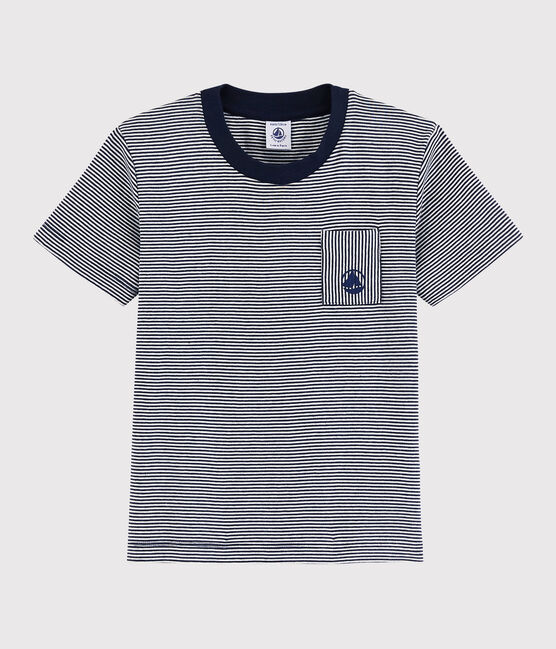 Kurzärmeliges Kinder-T-Shirt aus Baumwolle für Jungen blau SMOKING/weiss MARSHMALLOW