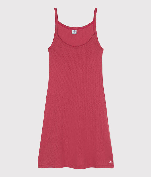 Einfarbiges Babydoll aus Ajour-Baumwolle f&uuml;r Damen rosa