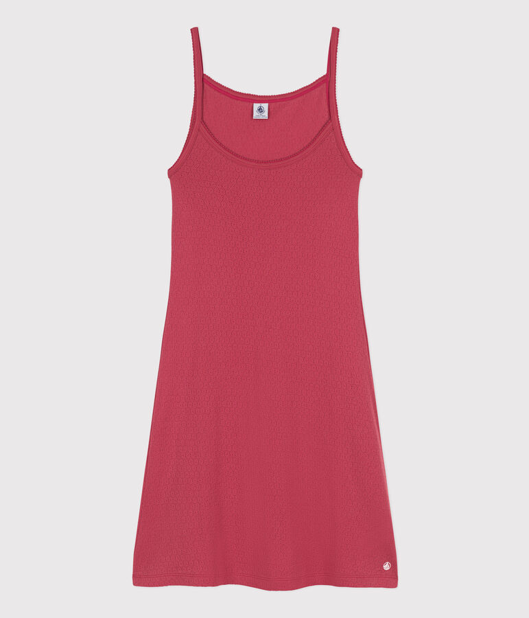 Einfarbiges Babydoll aus Ajour-Baumwolle f&uuml;r Damen rosa