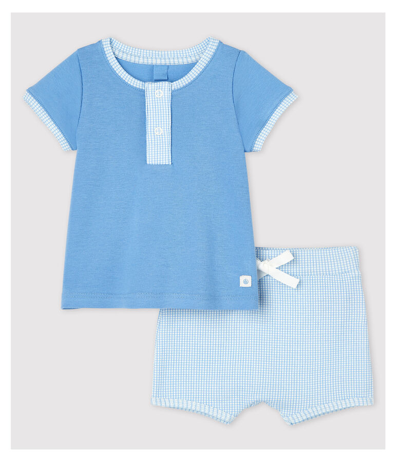 Zweiteiliges Baby-Set aus Bio-Baumwolle in Blau blau/vielfarbig