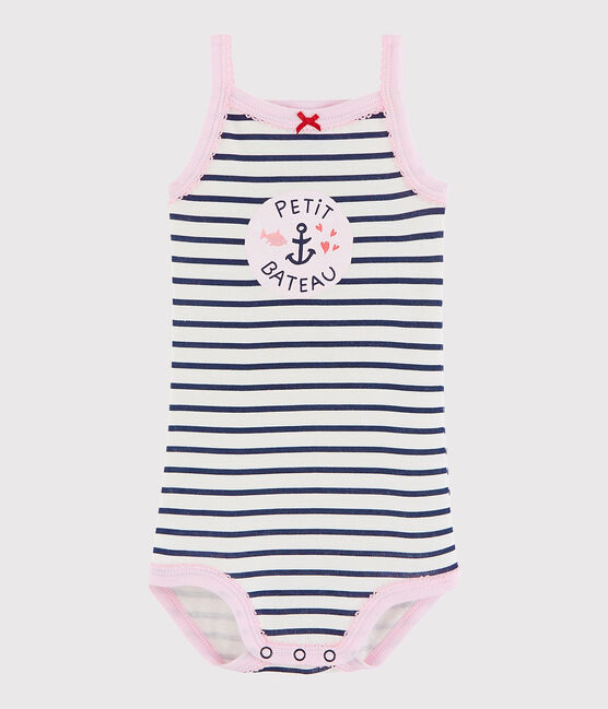 Baby-Trägerbody Mädchen weiss MARSHMALLOW/blau MEDIEVAL