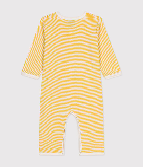 Langärmelige, fußfreie Baby-Pyjamas aus Baumwolle gelb BLE/weiss MARSHMALLOW