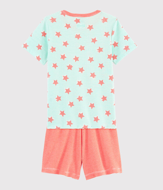 Gestreifter Rippstrick-Pyjama mit Sternen, f&uuml;r kleine Jungen weiss/vielfarbig
