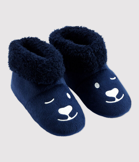 Hausschuhe aus Fleece mit Bären-Motiv für Mädchen/Jungen blau MEDIEVAL