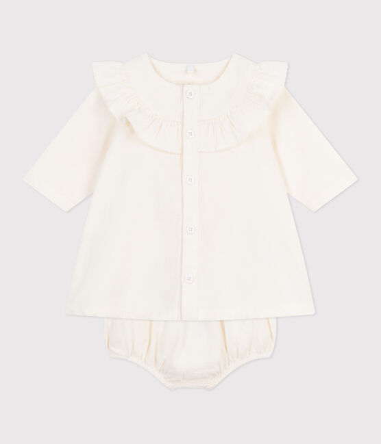 Baby-Festtagskleid aus besticktem Fein-Cord mit dazu passendem Bloomer naturfarben MILK