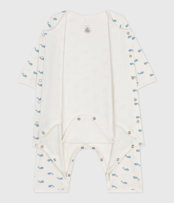 Baby-Bodyjama ohne Füßchen aus Baumwolle mit Walmotiv MARSHMALLOW/ ADRIATIC