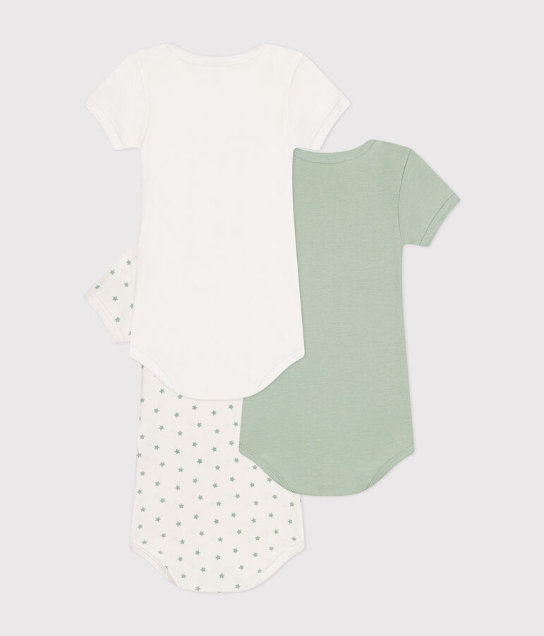 Kurz&auml;rmelige Baby-Bodys aus Baumwolle im 3er-Set. vielfarbig